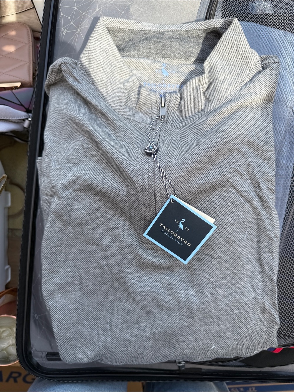 Tailorbyrd Men's Light Gray Quarter-Zip Pullover